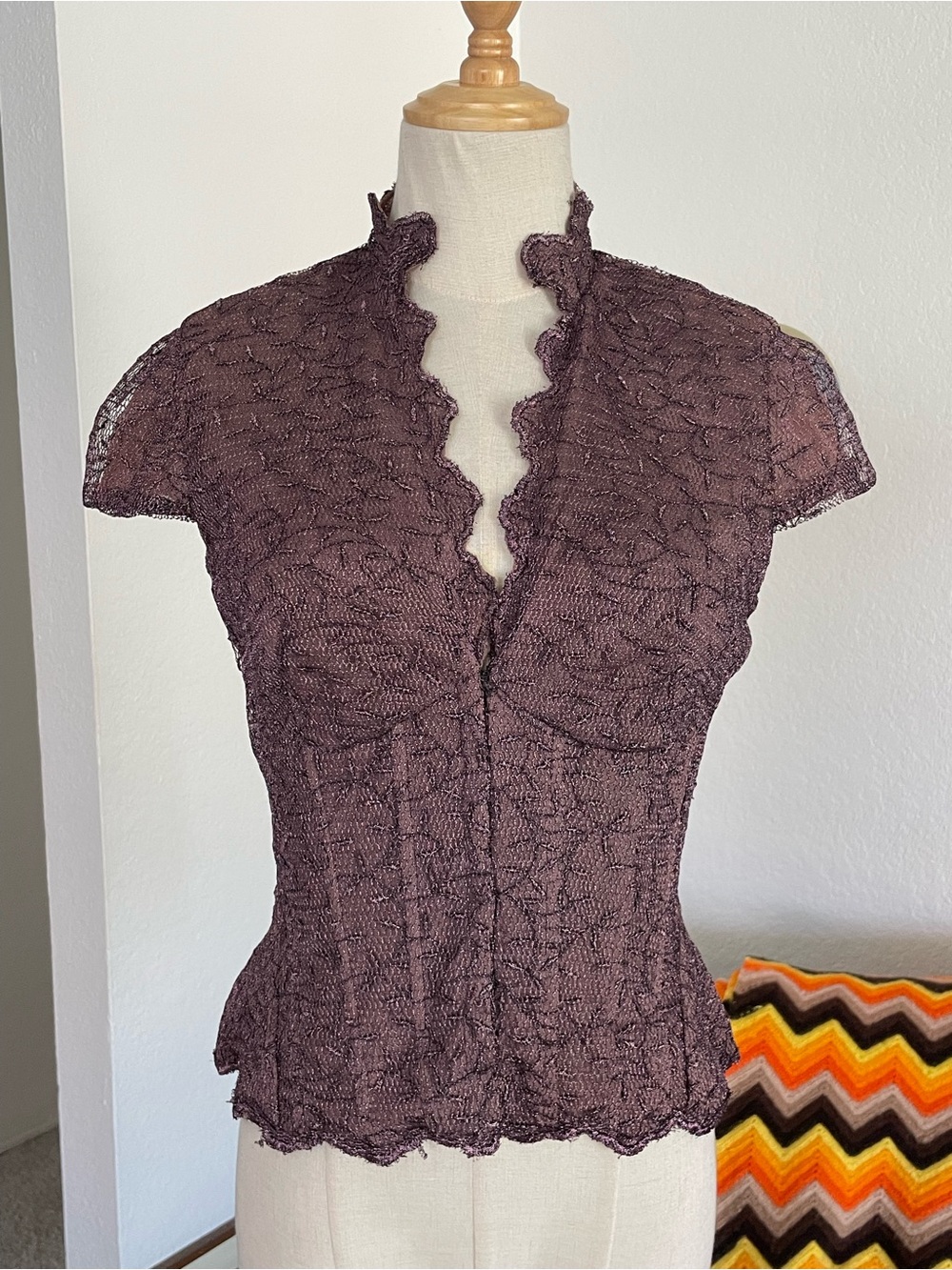 Vintage 1990s Y2K Alberto Makali Glam Shimmer Wired Corset Style Top
